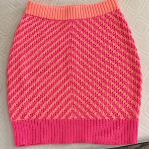 For Love And Lemons Pink and Coral Chevron Knit Pencil Skirt